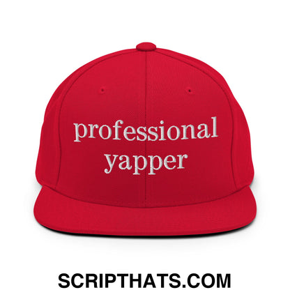 professional yapper Embroidered Flat Bill Brim Snapback Hat Red