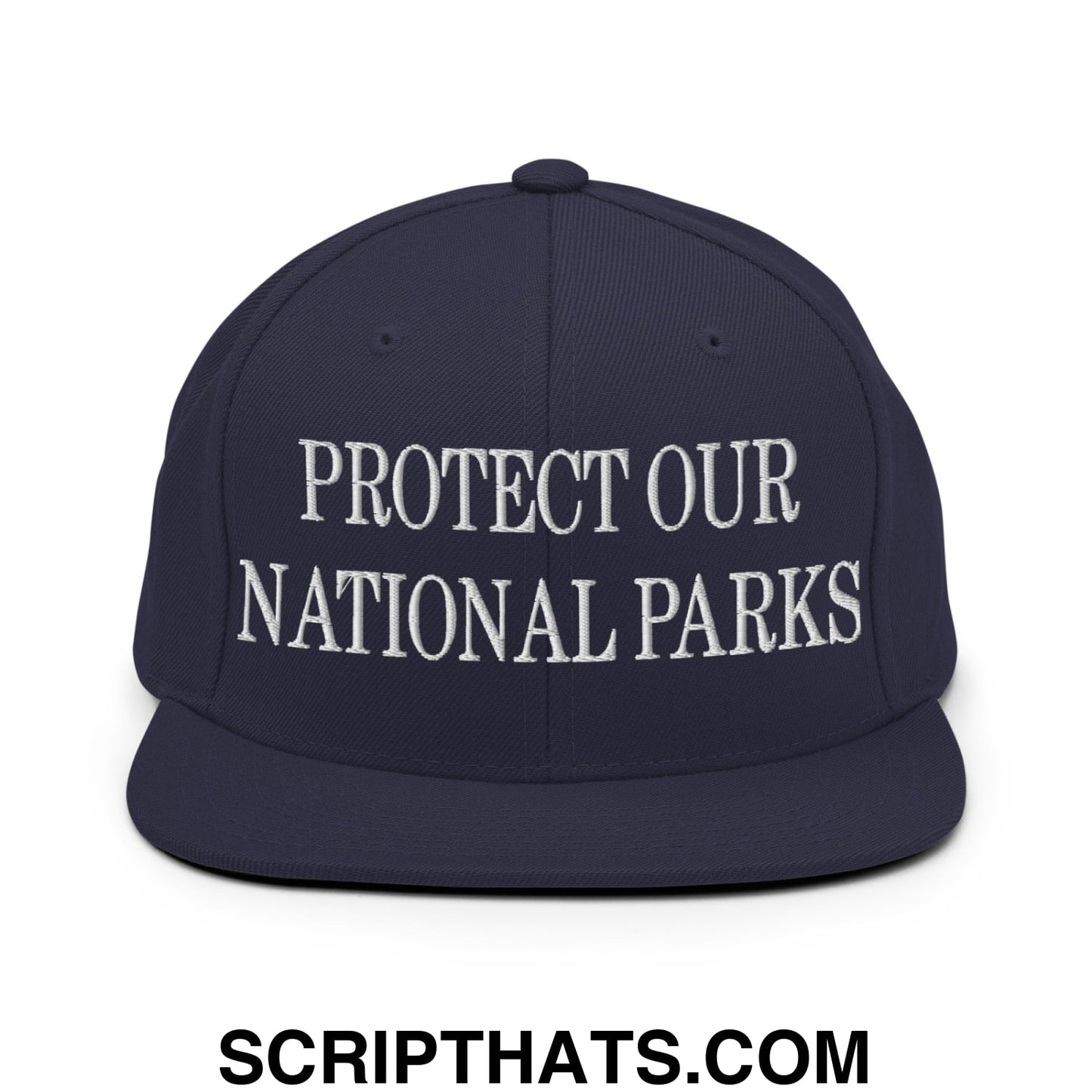 Protect Our National Parks Embroidered Flat Brim Bill Snapback Hat Navy