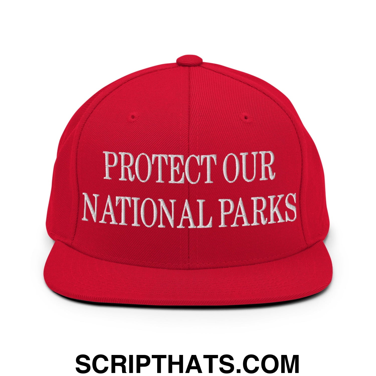 Protect Our National Parks Embroidered Flat Brim Bill Snapback Hat Red