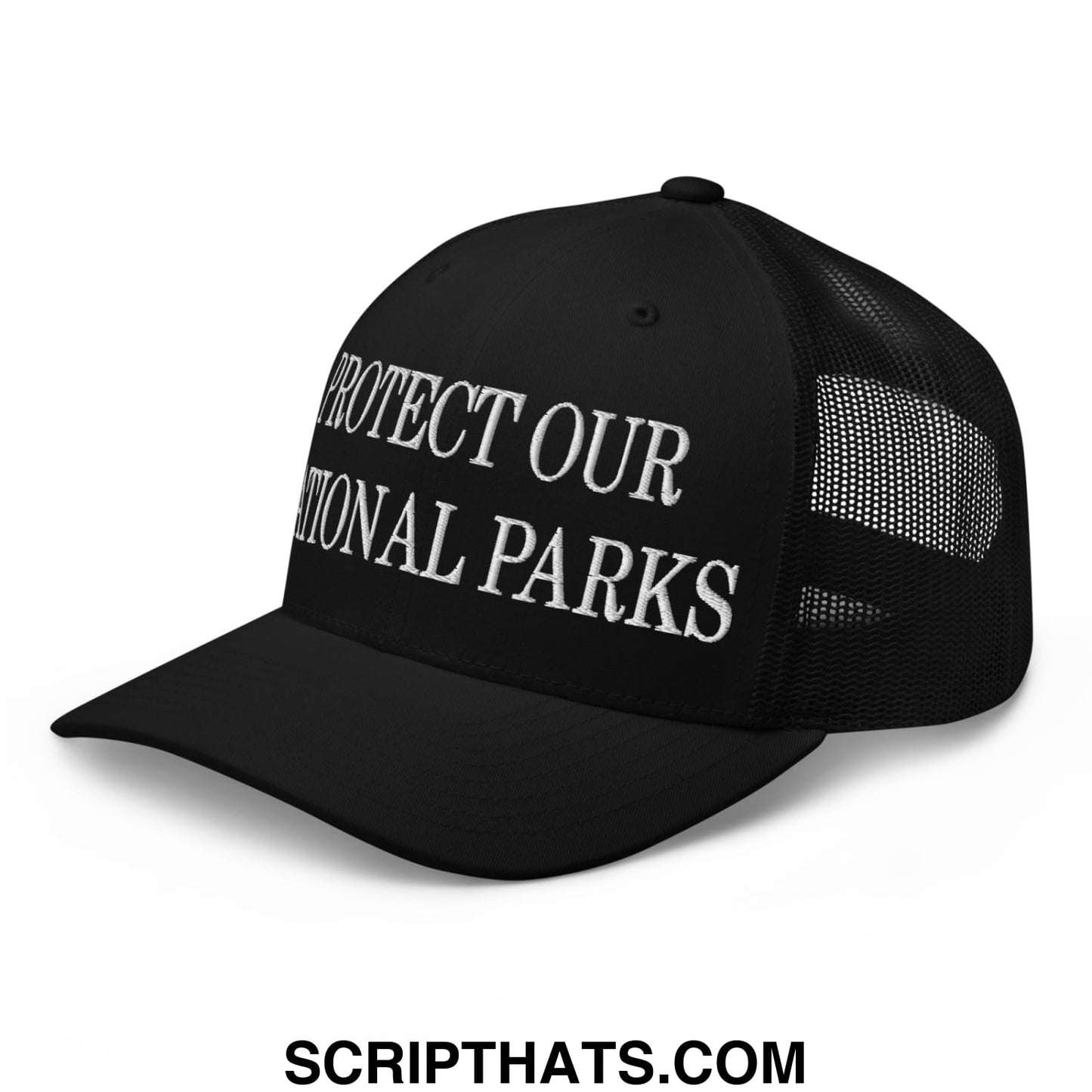 Protect Our National Parks Embroidered Mesh Trucker Hat Black