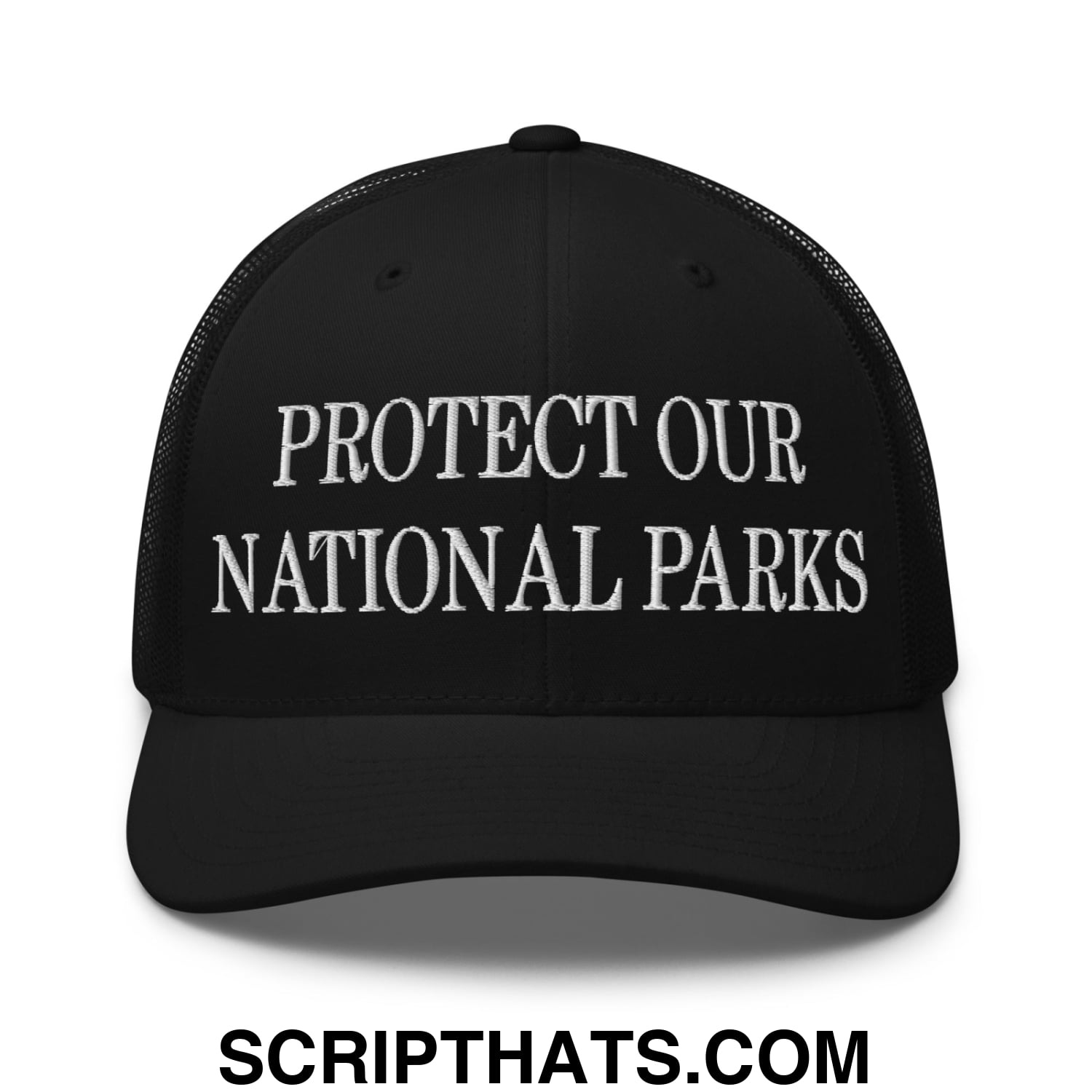 Protect Our National Parks Embroidered Mesh Trucker Hat Black