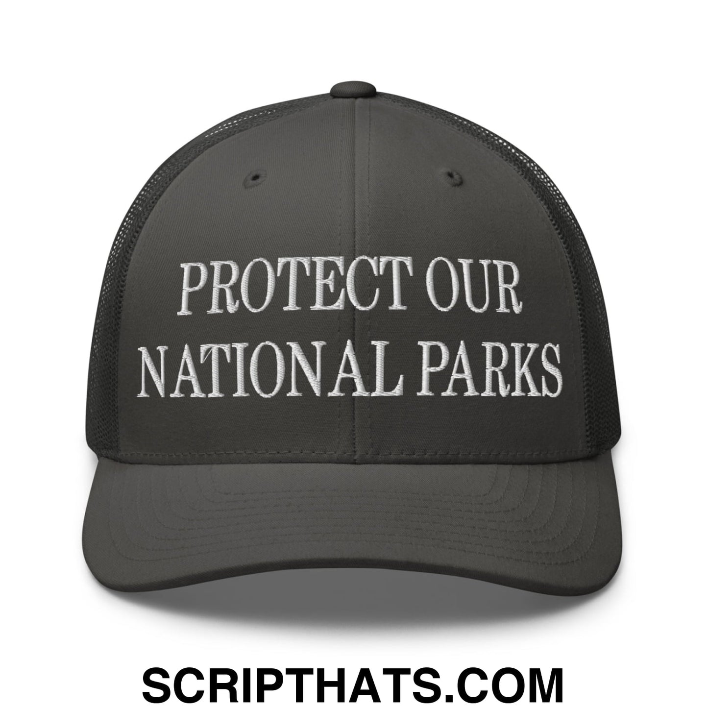 Protect Our National Parks Embroidered Mesh Trucker Hat Charcoal