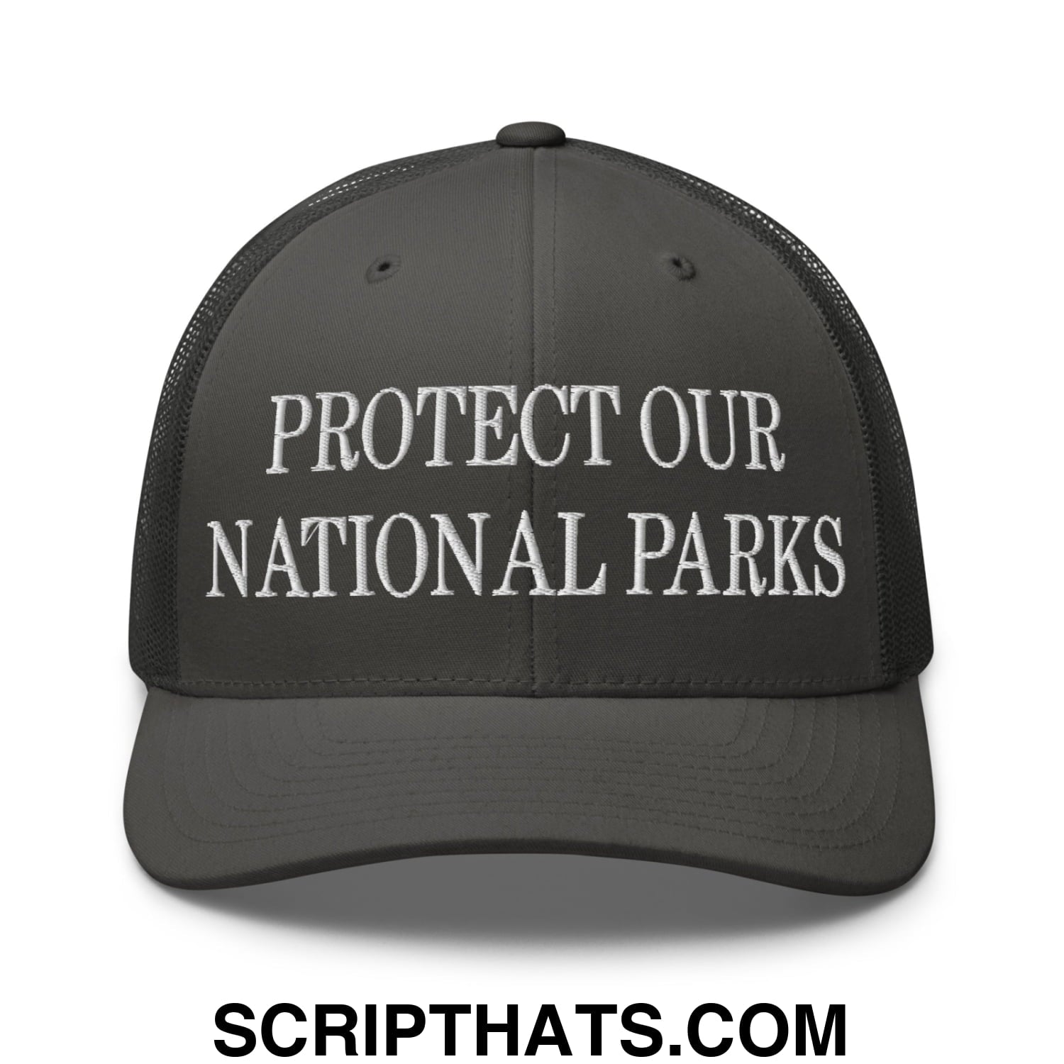 Protect Our National Parks Embroidered Mesh Trucker Hat Charcoal