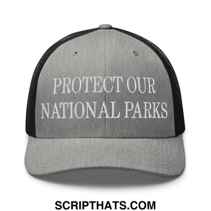 Protect Our National Parks Embroidered Mesh Trucker Hat Heather Black