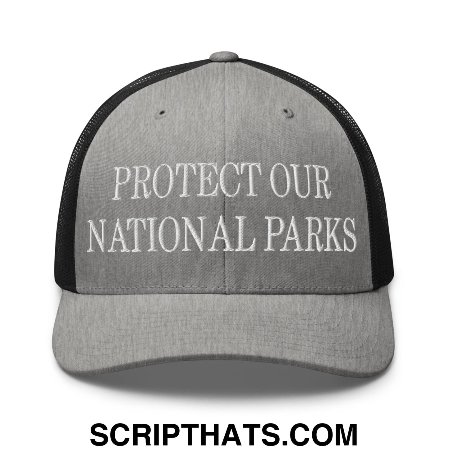 Protect Our National Parks Embroidered Mesh Trucker Hat Heather Black