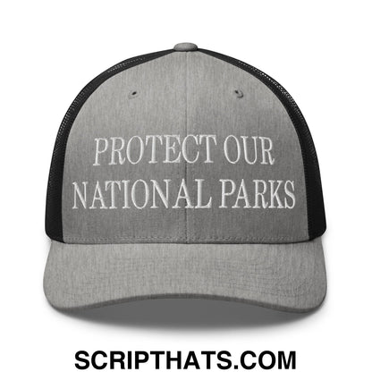 Protect Our National Parks Embroidered Mesh Trucker Hat Heather Black