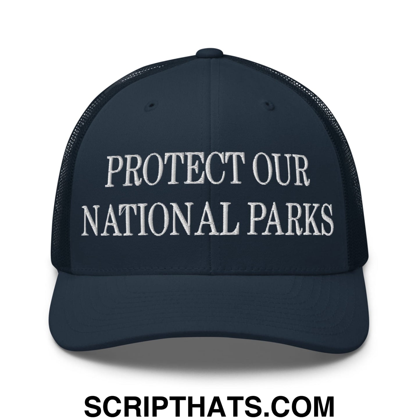 Protect Our National Parks Embroidered Mesh Trucker Hat Navy