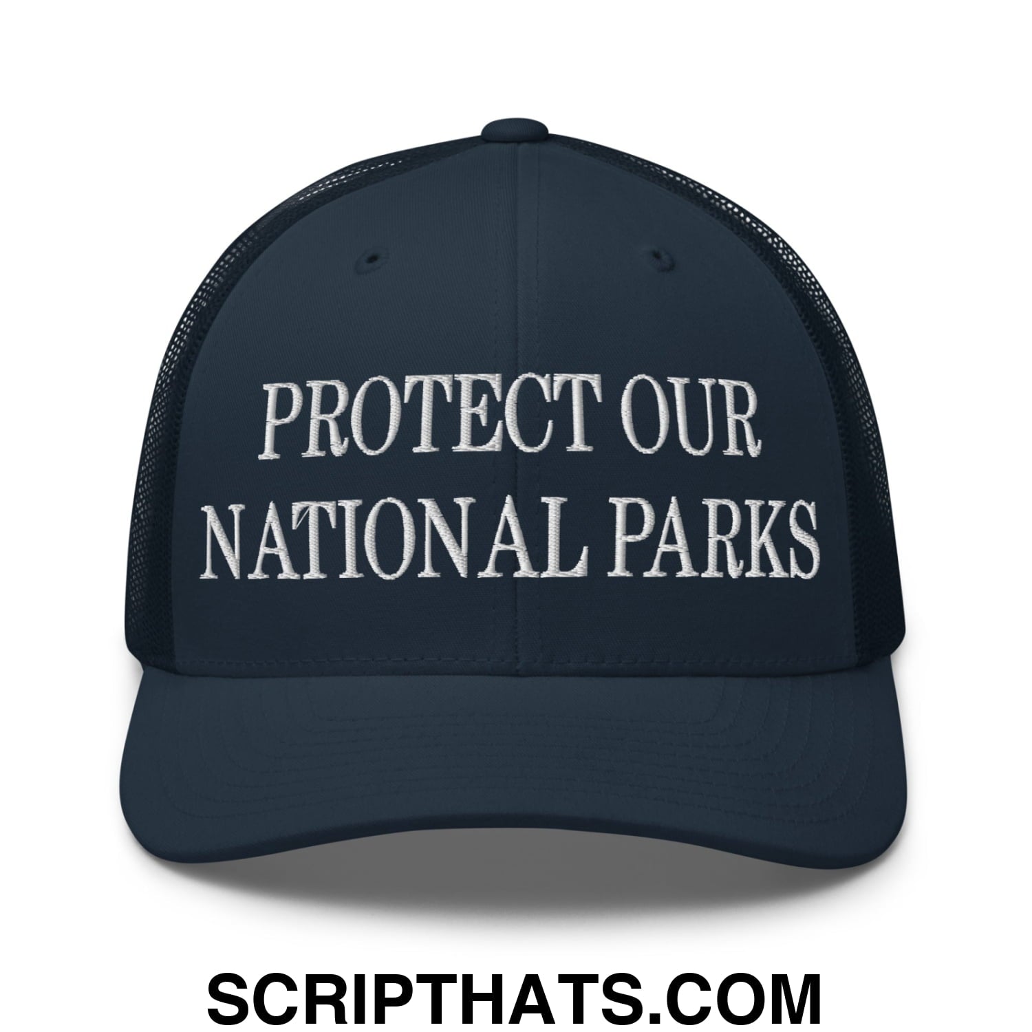 Protect Our National Parks Embroidered Mesh Trucker Hat Navy