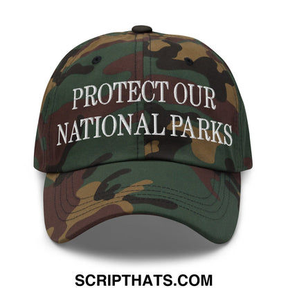 Protect Our National Parks Embroidered Unstructured Dad Hat Green Camo