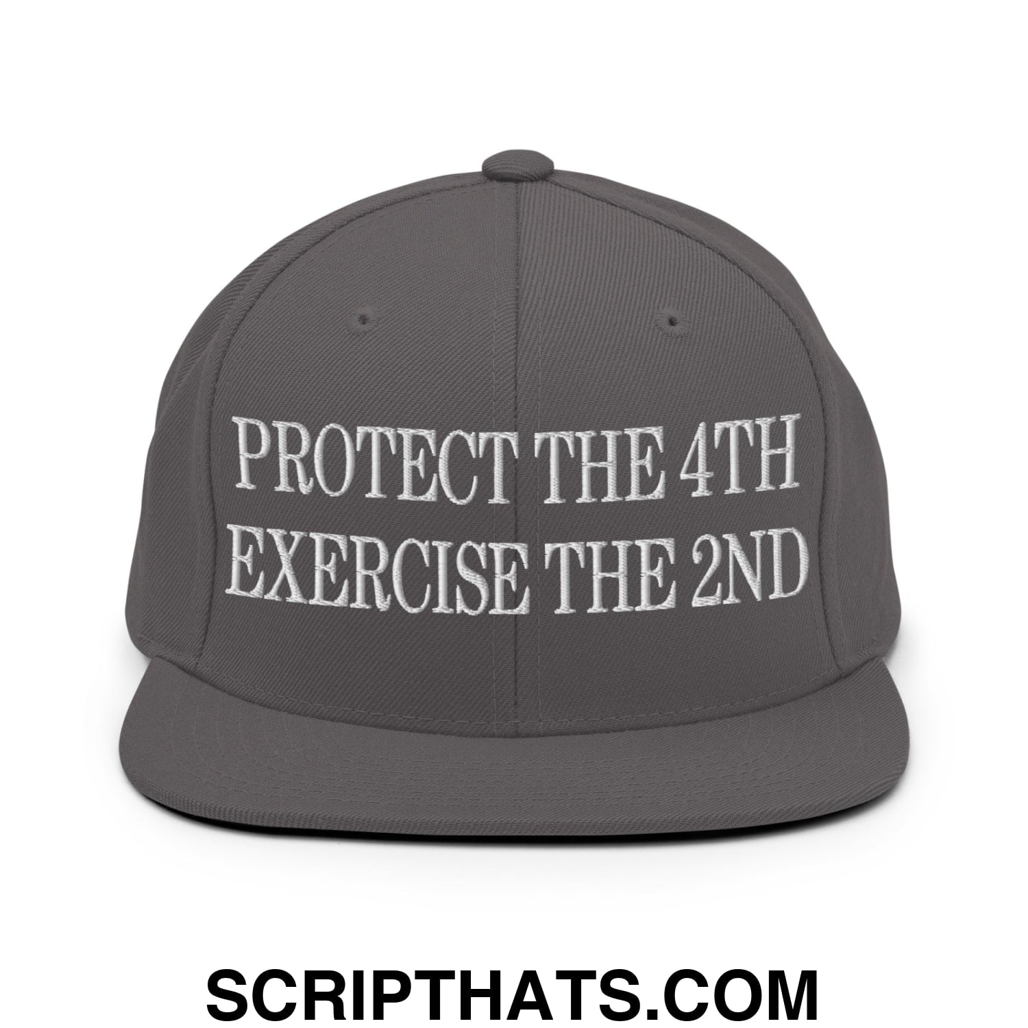 Protect The 4th Exercise The 2nd Embroidered Flat Bill Brim Snapback Hat Dark Grey