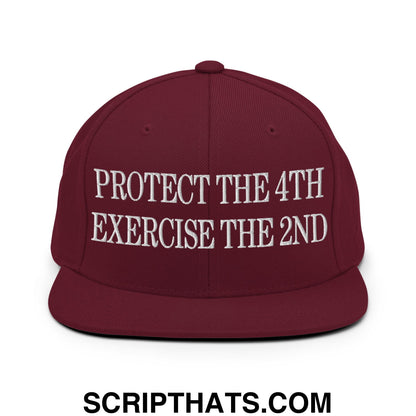 Protect The 4th Exercise The 2nd Embroidered Flat Bill Brim Snapback Hat Maroon