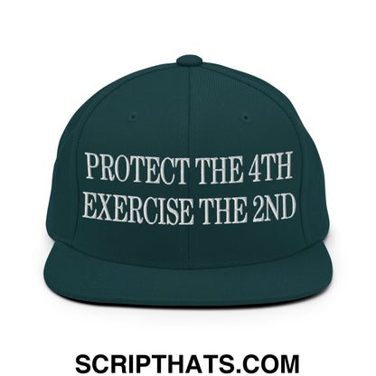 Protect The 4th Exercise The 2nd Embroidered Flat Bill Brim Snapback Hat Spruce