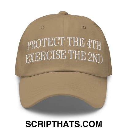 Protect The 4th Exercise The 2nd Embroidered Unstructured Dad Hat Khaki