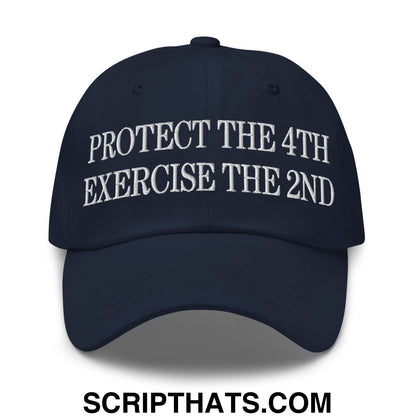 Protect The 4th Exercise The 2nd Embroidered Unstructured Dad Hat Navy