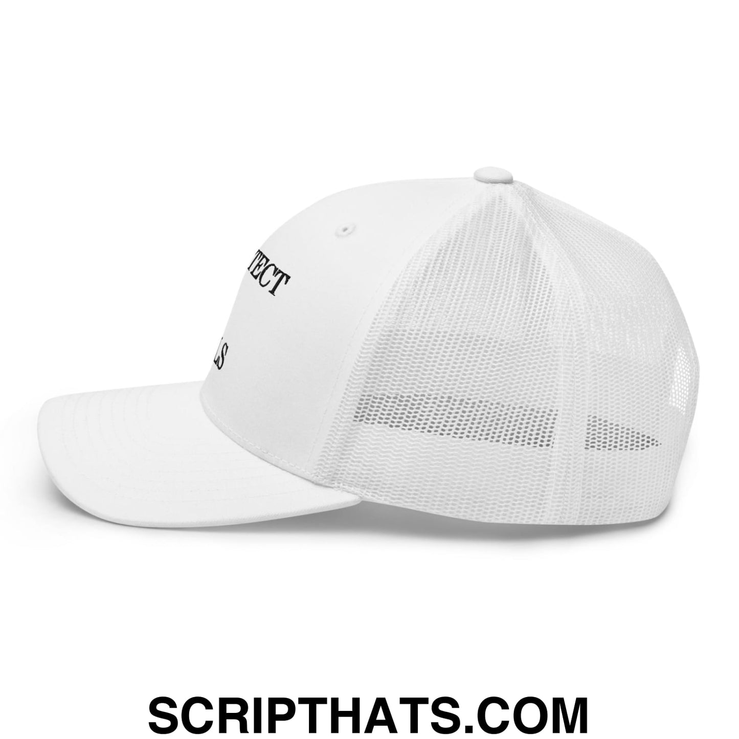 Protect The Dolls Embroidered Mesh Trucker Hat White