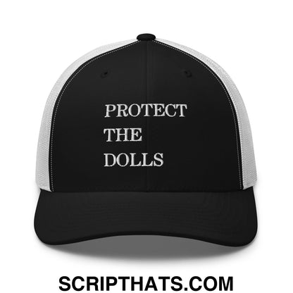 Protect The Dolls Embroidered Mesh Trucker Hat Black White