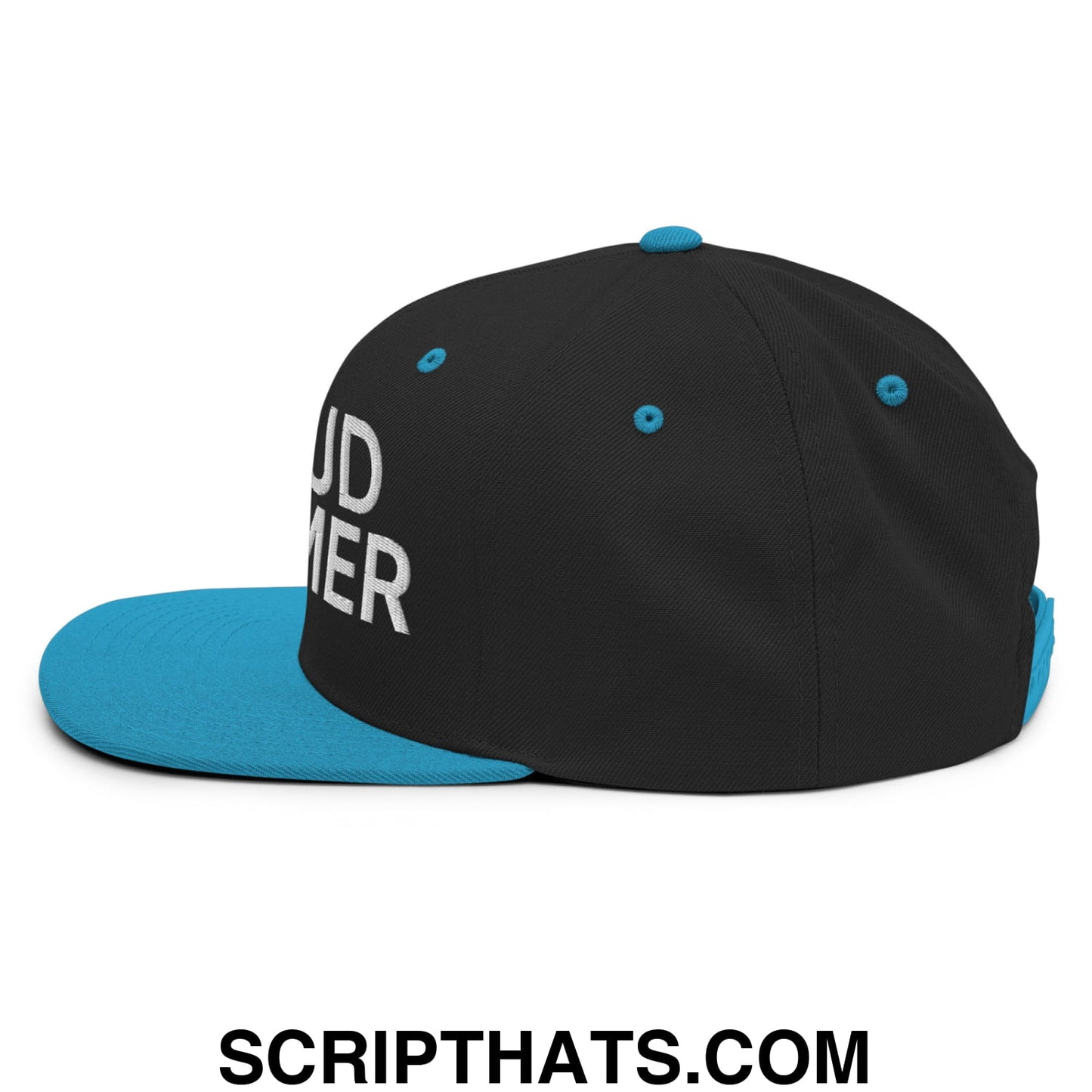 Proud Boomer Embroidered Flat Bill Brim Snapback Hat Black Teal