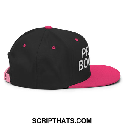 Proud Boomer Embroidered Flat Bill Brim Snapback Hat Black Neon Pink