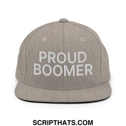 Proud Boomer Embroidered Flat Bill Brim Snapback Hat Heather Grey