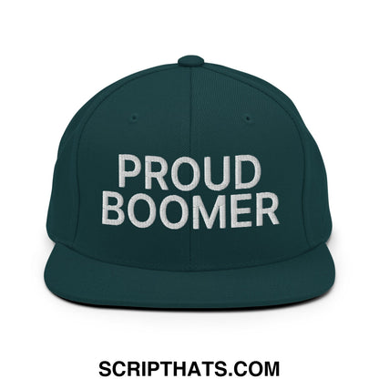 Proud Boomer Embroidered Flat Bill Brim Snapback Hat Spruce