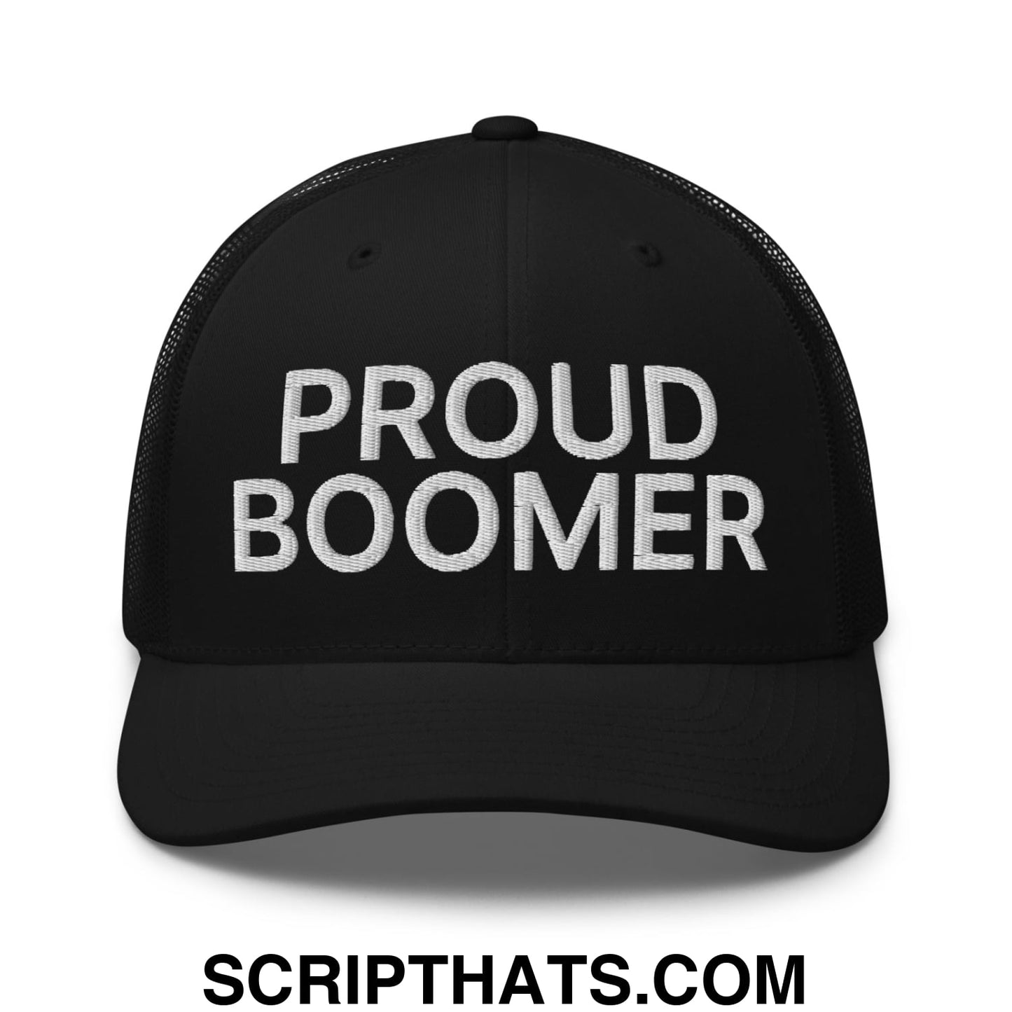 Proud Boomer Embroidered Mesh Trucker Hat Black