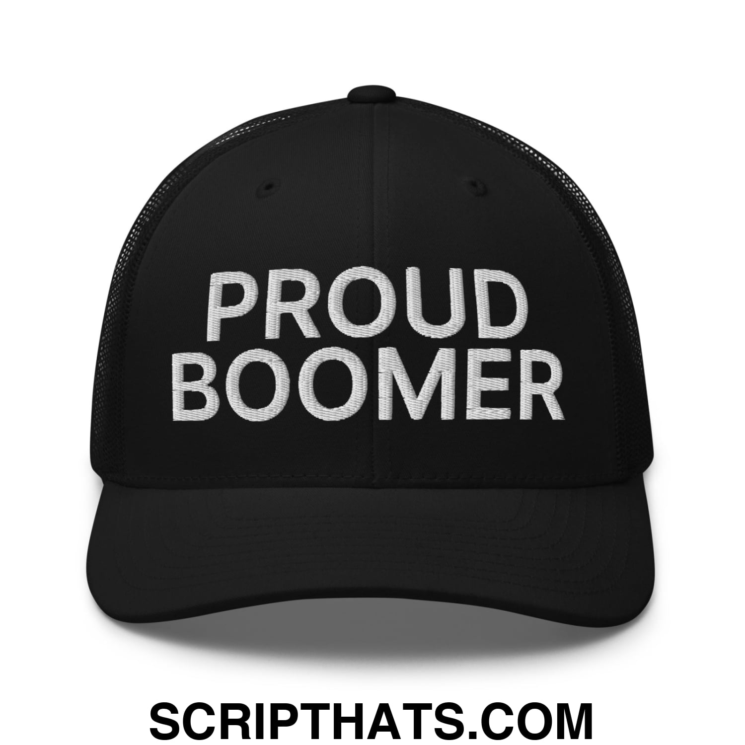 Proud Boomer Embroidered Mesh Trucker Hat Black