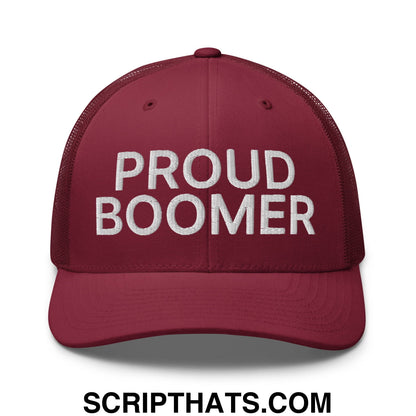 Proud Boomer Embroidered Mesh Trucker Hat Cranberry
