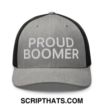 Proud Boomer Embroidered Mesh Trucker Hat Heather Black