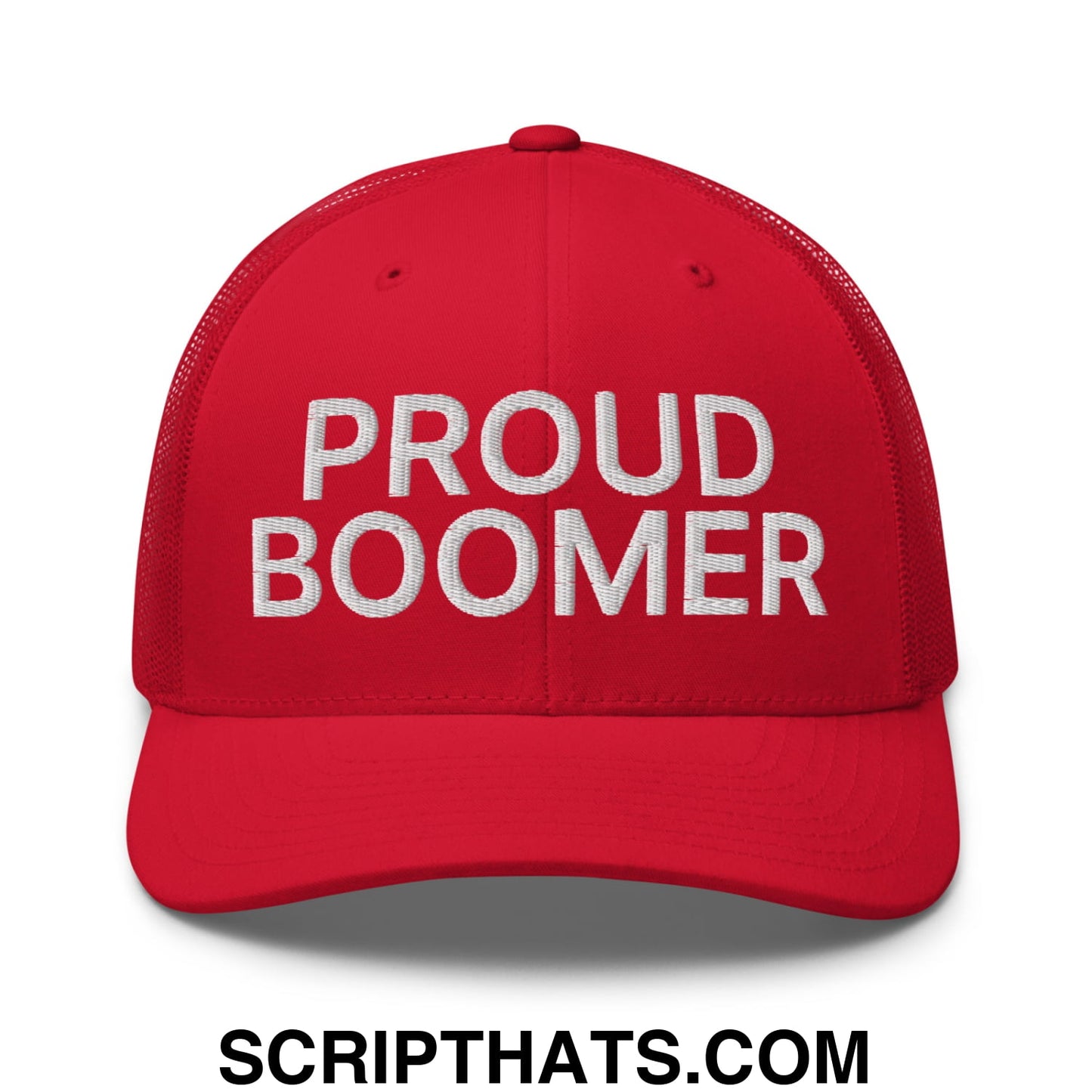 Proud Boomer Embroidered Mesh Trucker Hat Red