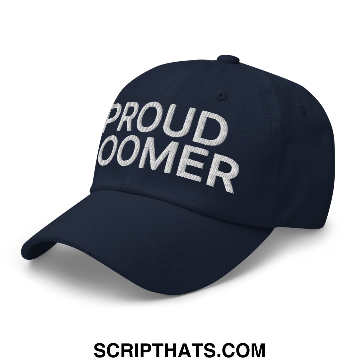 Proud Boomer Embroidered Unstructured Dad Hat Navy