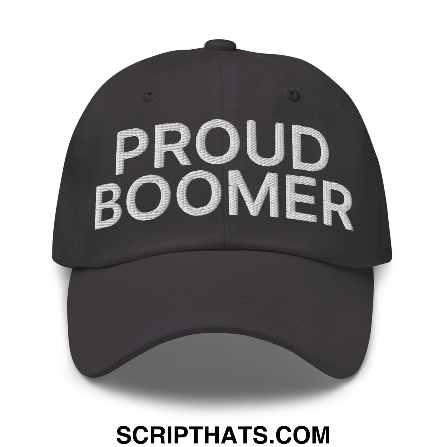 Proud Boomer Embroidered Unstructured Dad Hat Dark Grey