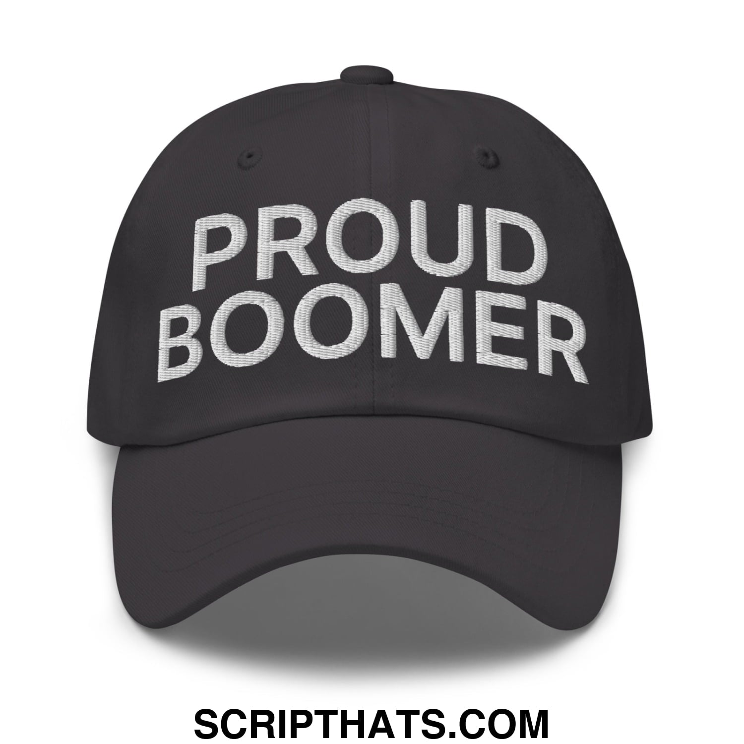 Proud Boomer Embroidered Unstructured Dad Hat Dark Grey
