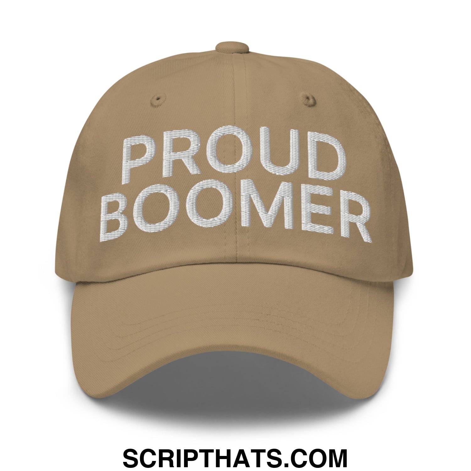 Proud Boomer Embroidered Unstructured Dad Hat Khaki