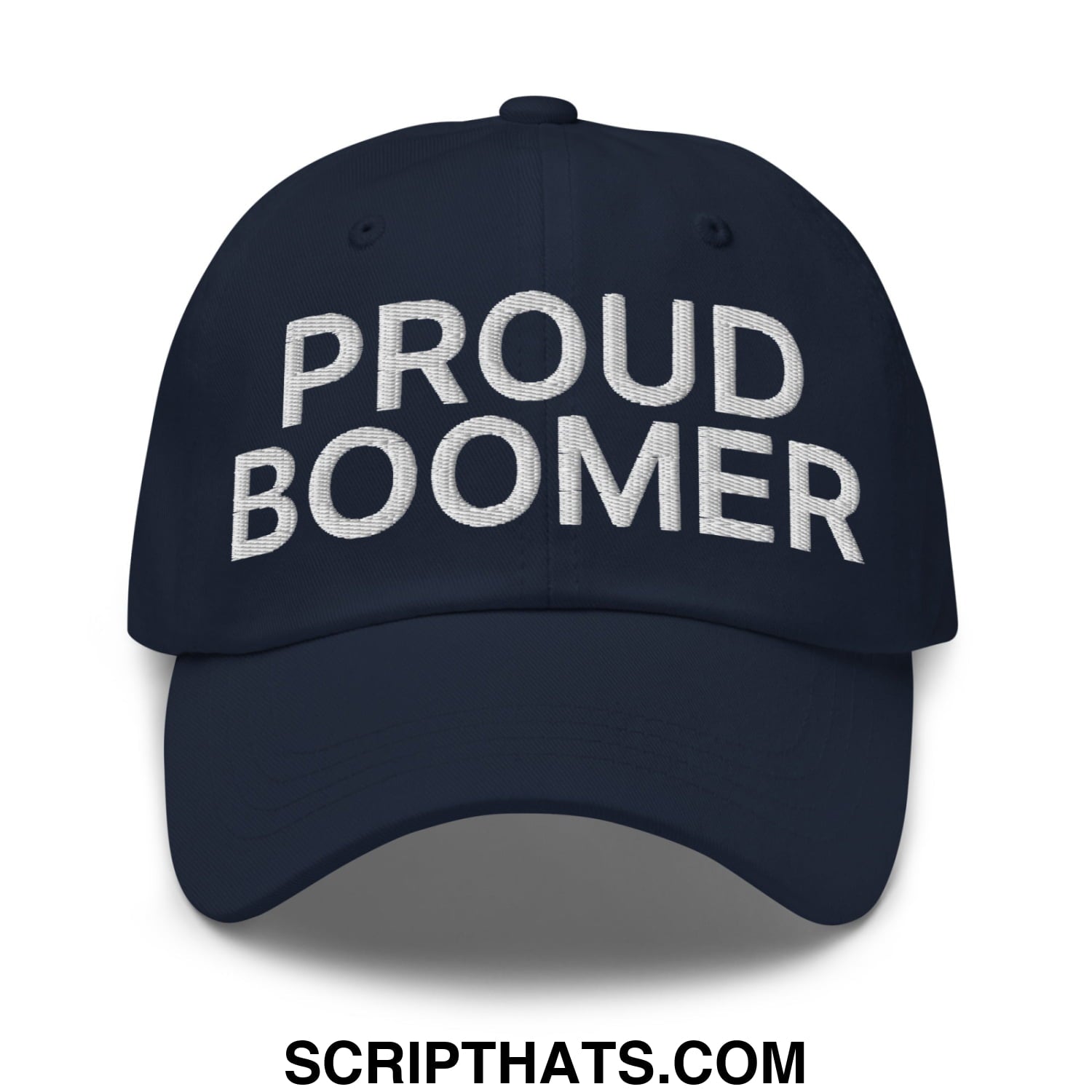 Proud Boomer Embroidered Unstructured Dad Hat Navy
