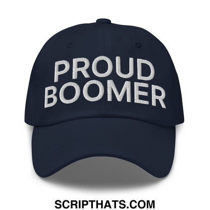 Proud Boomer Embroidered Unstructured Dad Hat Navy