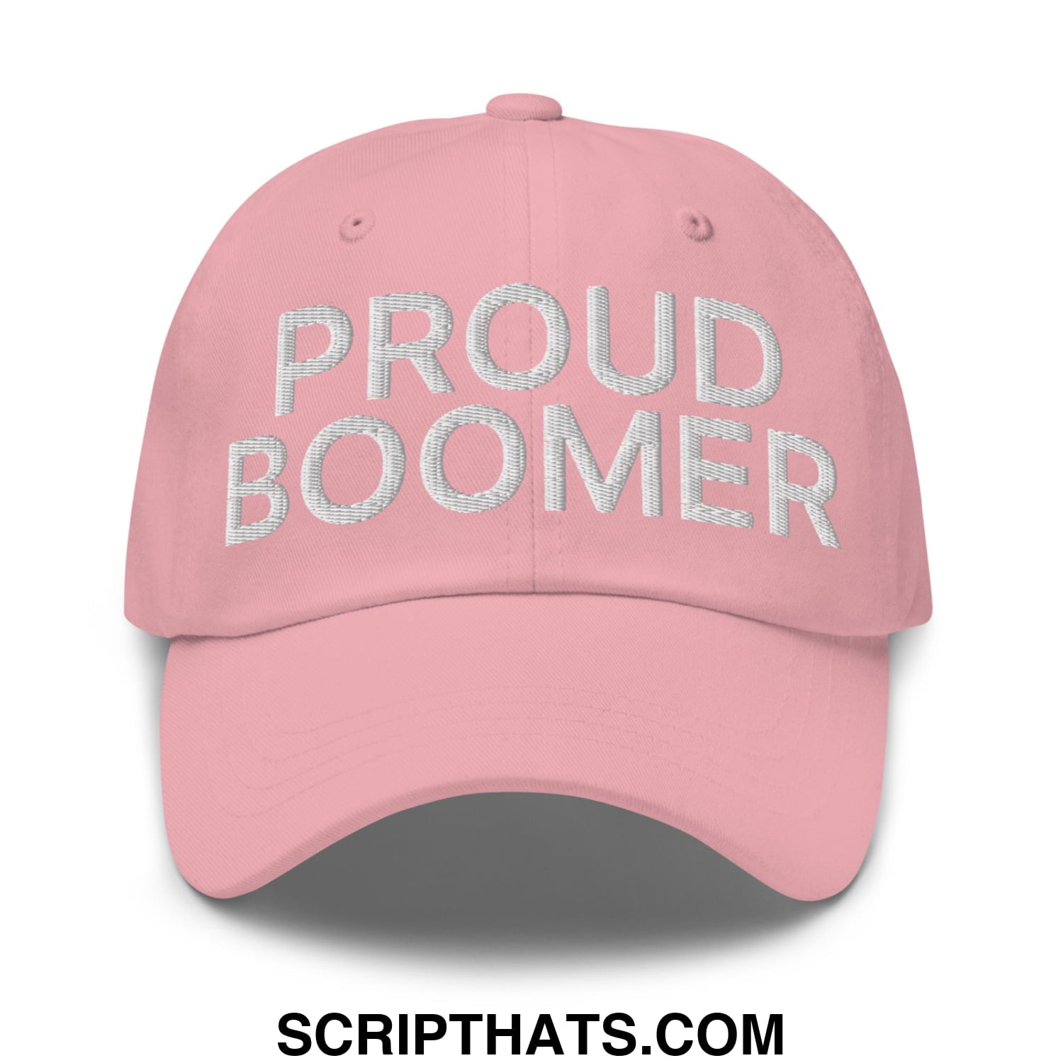 Proud Boomer Embroidered Unstructured Dad Hat Pink