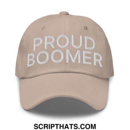 Proud Boomer Embroidered Unstructured Dad Hat Stone