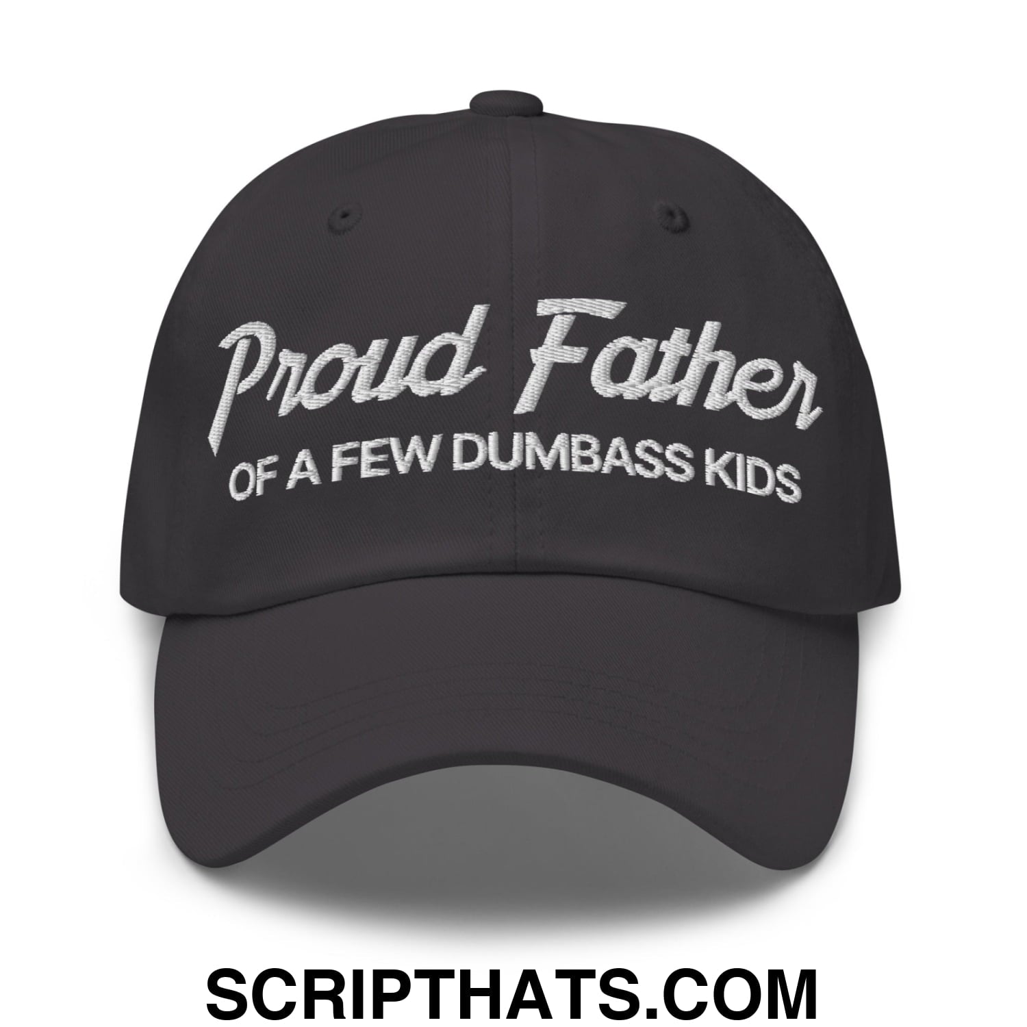 Proud Father of a few Dumbass Kids Embroidered Unstructured Dad Hat Dark Grey