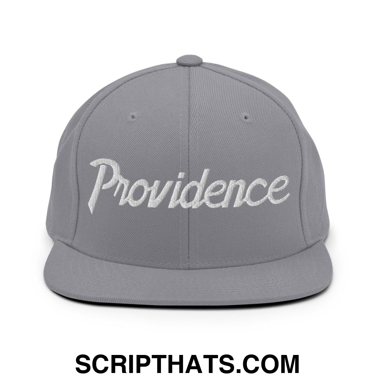 Providence Script Snapback Hat Silver