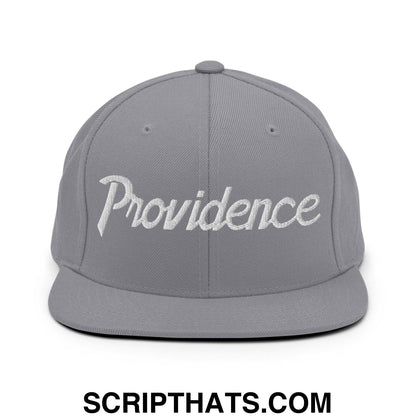 Providence Script Snapback Hat Silver