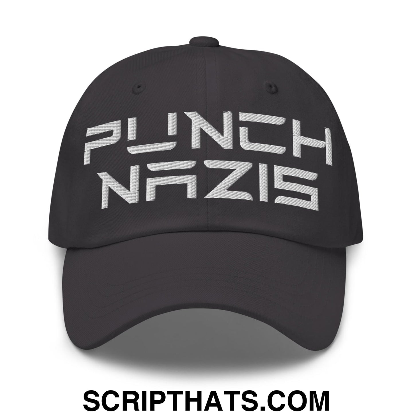 Punch Nazis Elon Musk Embroidered Unstructured Dad Hat Dark Grey