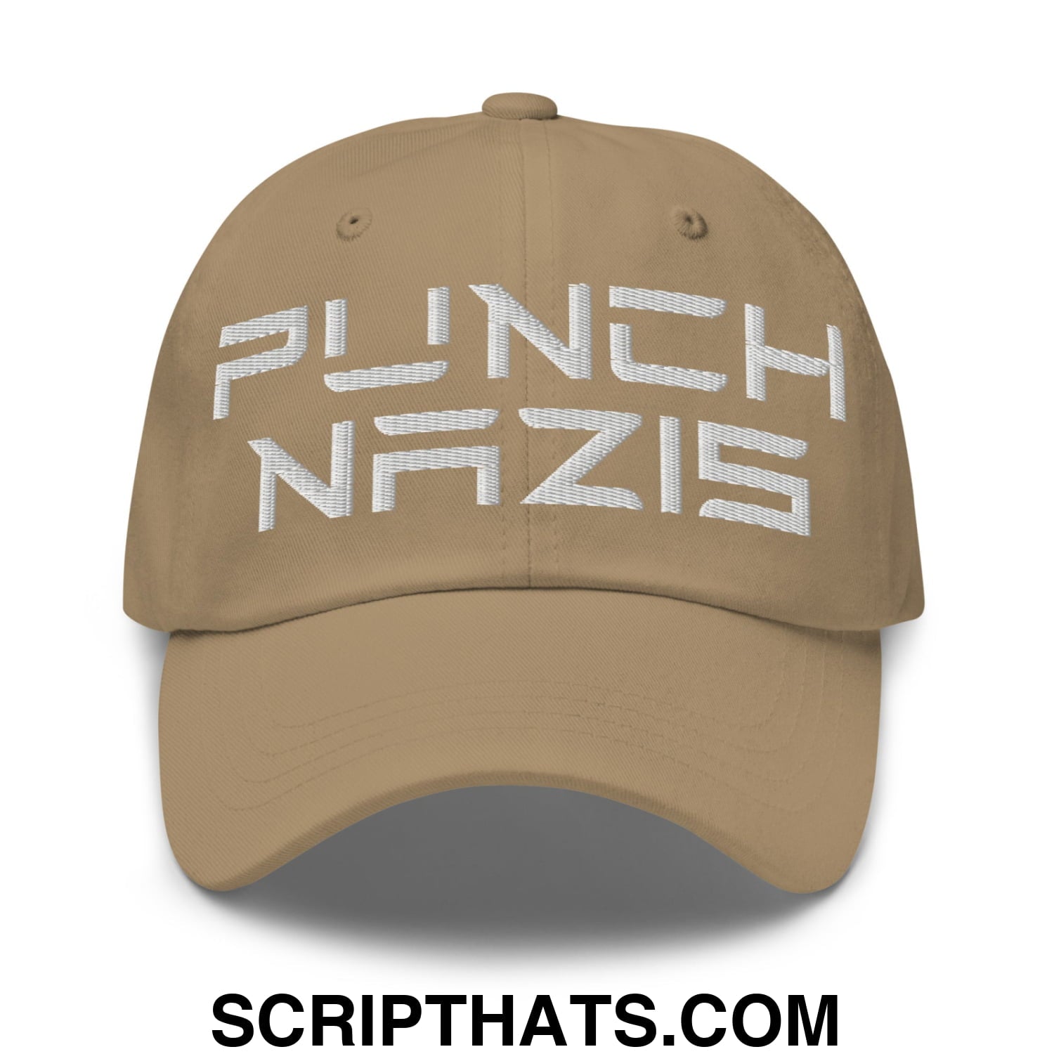 Punch Nazis Elon Musk Embroidered Unstructured Dad Hat Khaki