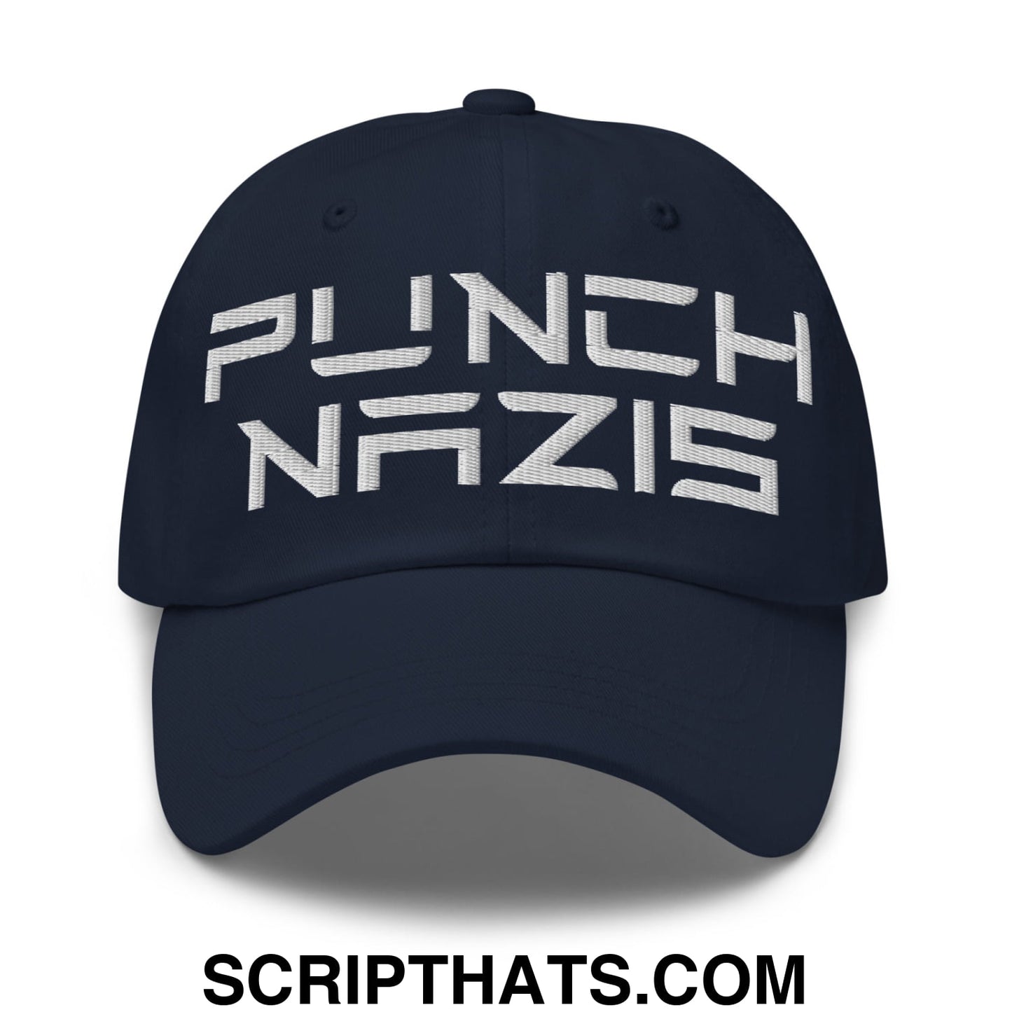 Punch Nazis Elon Musk Embroidered Unstructured Dad Hat Navy