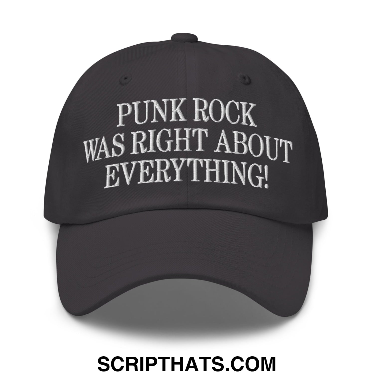 Punk Rock Was Right About Everything! Embroidered Unstructured Dad Hat Dark Grey