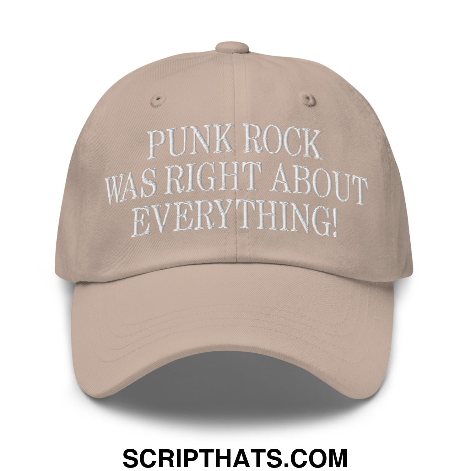 Punk Rock Was Right About Everything! Embroidered Unstructured Dad Hat Stone