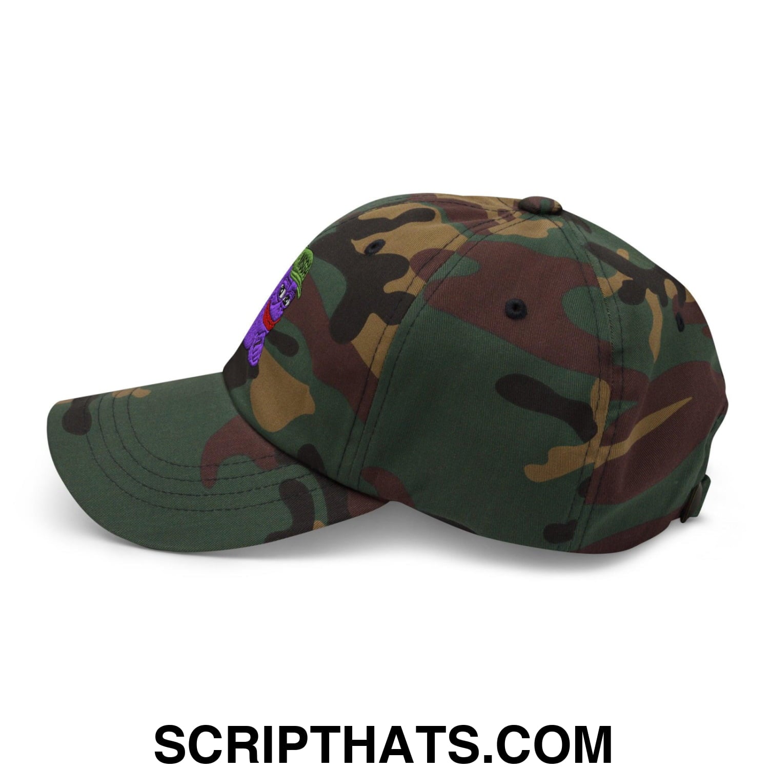 $PURPE Purple Pepe Embroidered Dad Hat Green Camo
