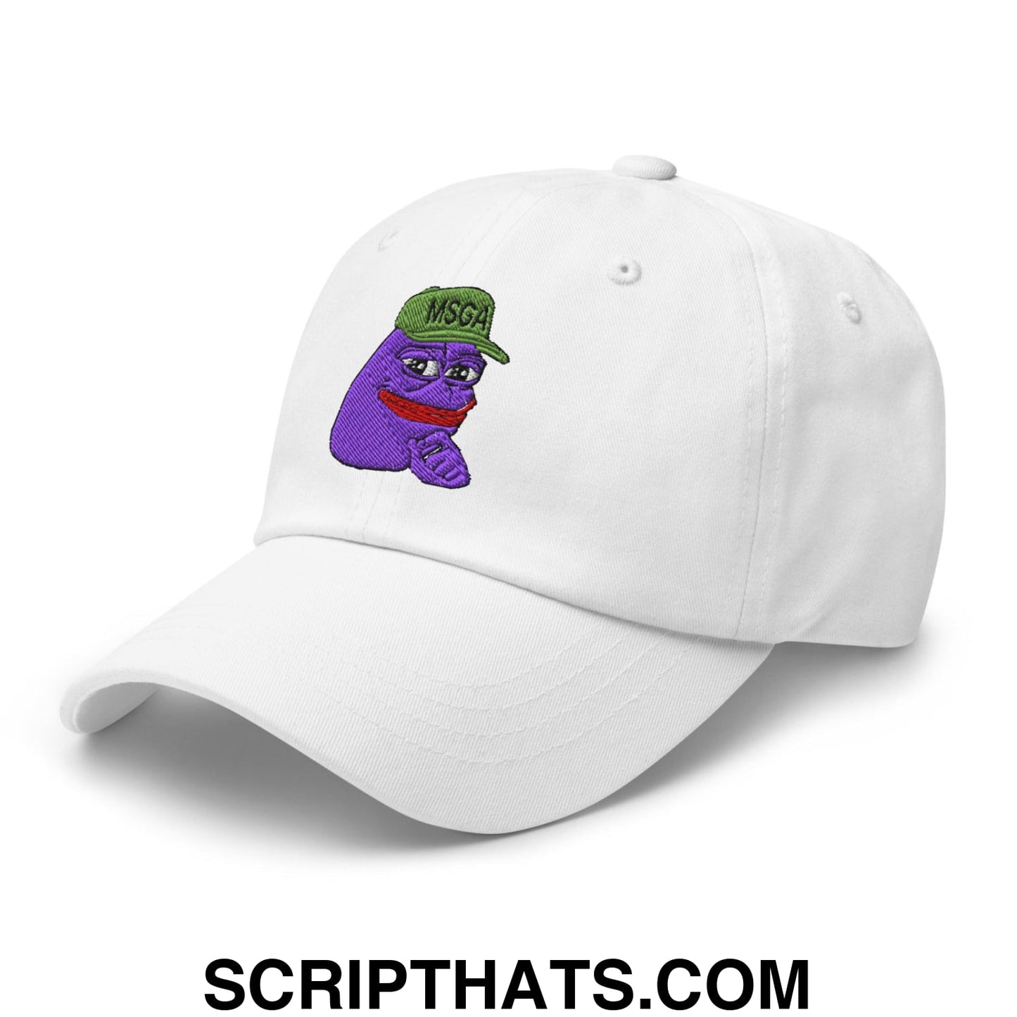 $PURPE Purple Pepe Embroidered Dad Hat White