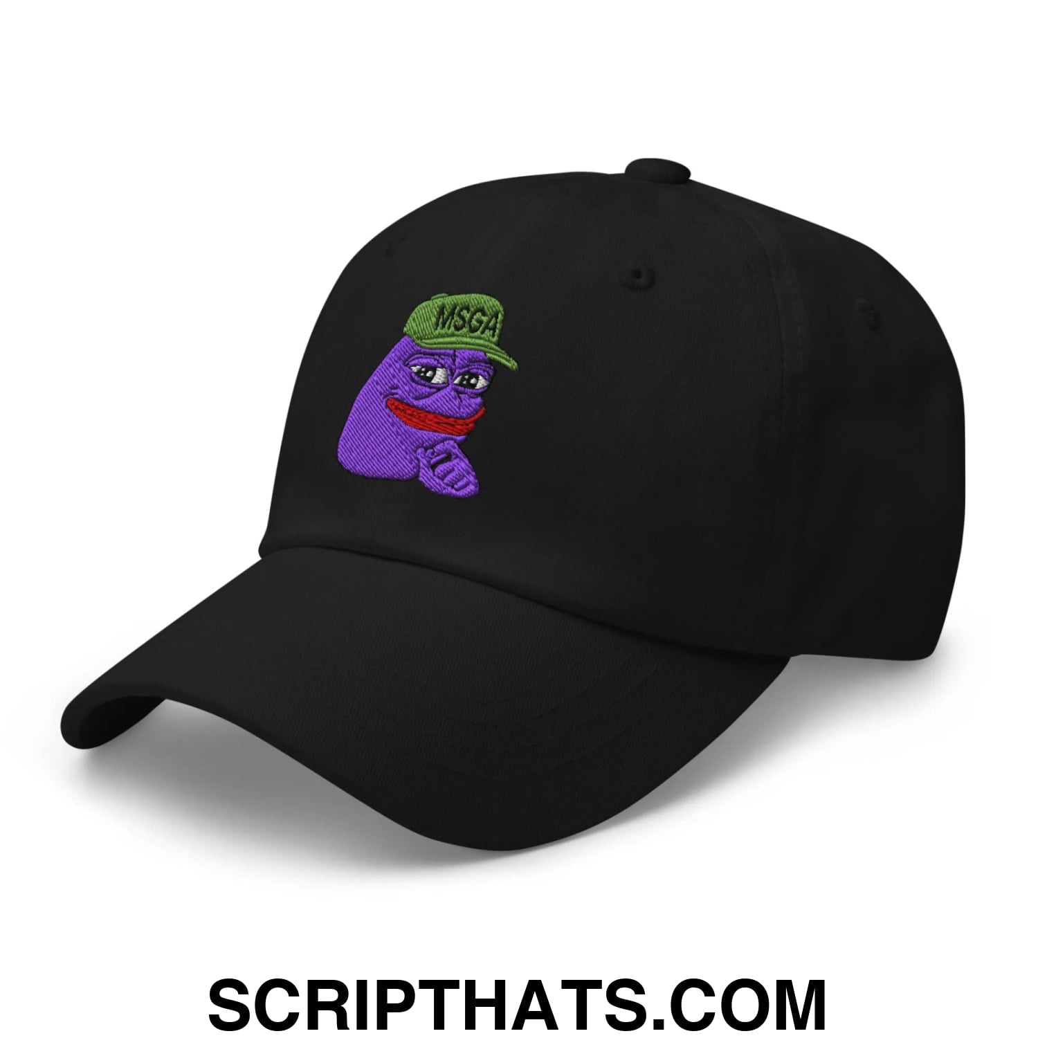 $PURPE Purple Pepe Embroidered Dad Hat Black