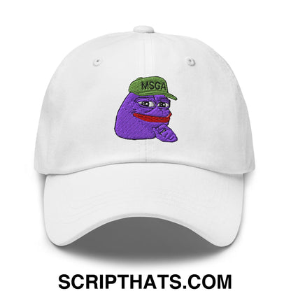 $PURPE Purple Pepe Embroidered Dad Hat White