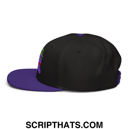 $PURPE Purple Pepe Embroidered Flat Bill Brim Snapback Hat Purple Black Black
